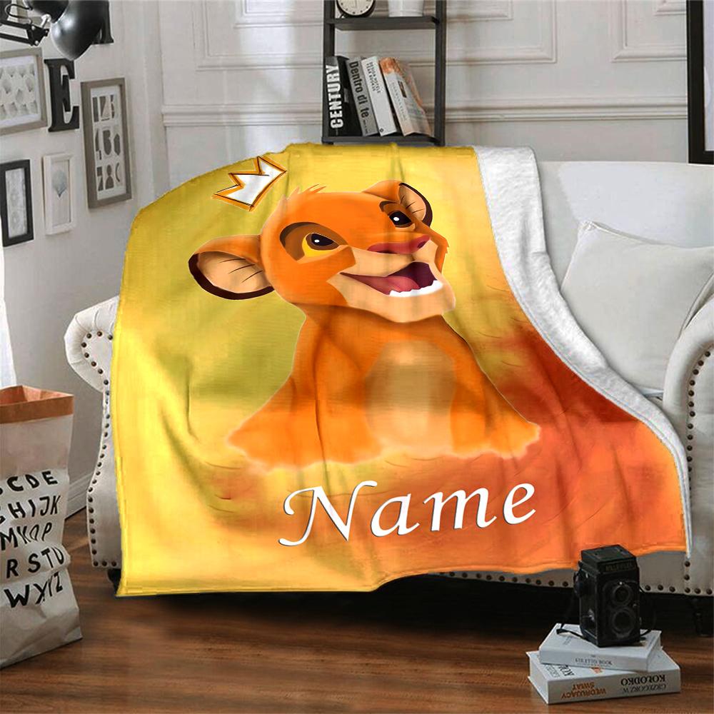 Custom Name Lion Cub'S Footprint Party Blanket For Couch Bed Plush Cozy Fuzzy Blanket Super Soft Warm Blankets For Fall And Winter 0916269