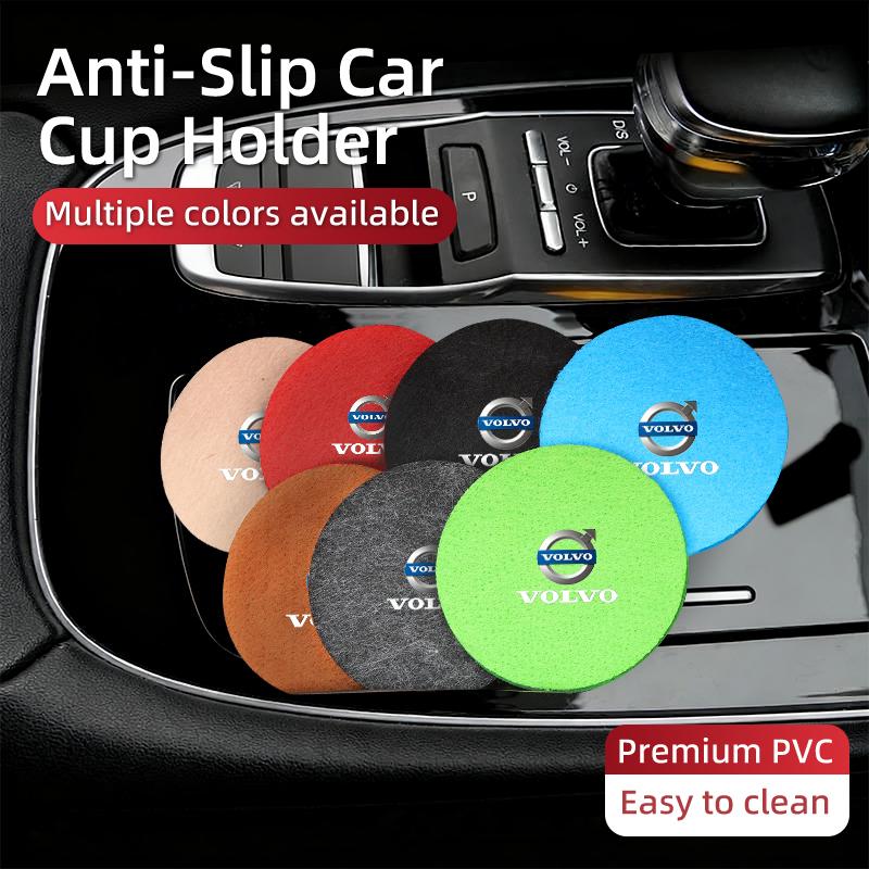 cujgl8 2PCS Car Felt Material Coasters Water Cup Holder Mat Trimmmable For Volvo AWD C30 C70 S60 S80 V60 V70 V90 XC40 XC60 XC70 XC90