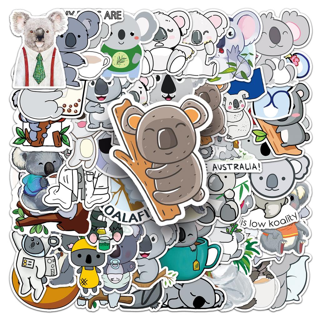 50 Cartoon Niedlich Ins Stil Koala Doodle Dekorative Trolley Box Roller Auto Aufkleber