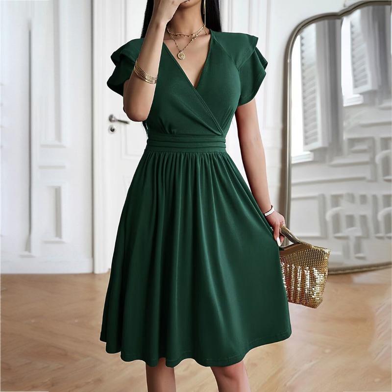 Women's Dress Summer Temperament Elegant V-neck Midi Dress