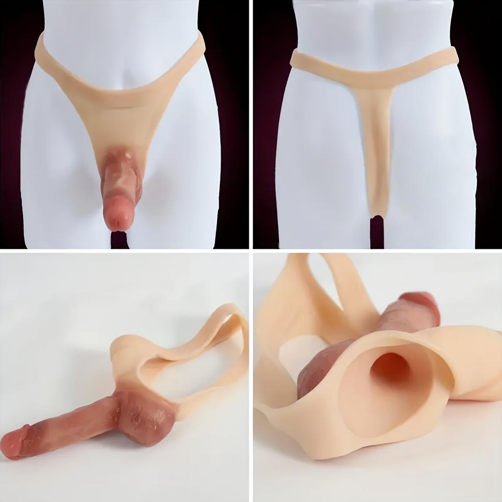 Wearable Strap-On Dildo with Elastic Harness – Realistic Hollow Silicone Design, T-Style Panties, Adult Toy for Couples