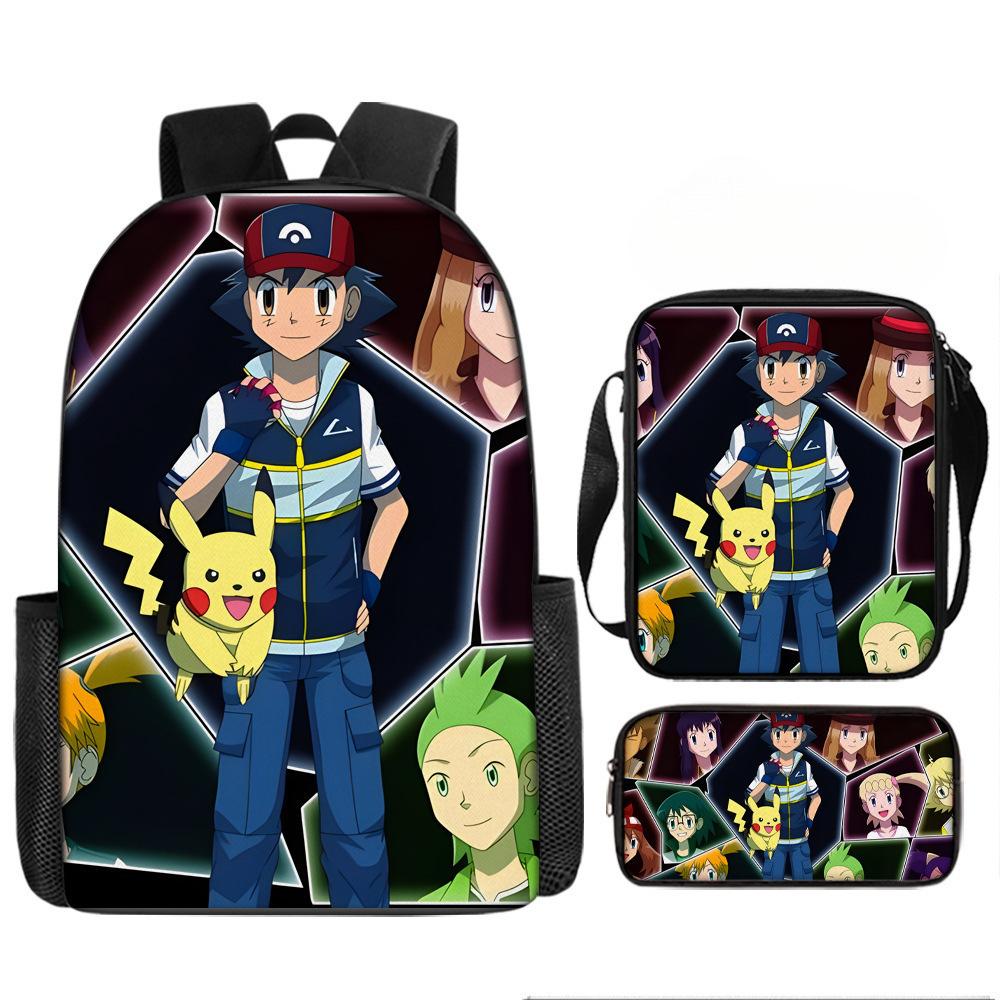 Elementary School Backpack Set 3-Piece Large Capacity Fashion Oxford Cloth Shoulder Bag