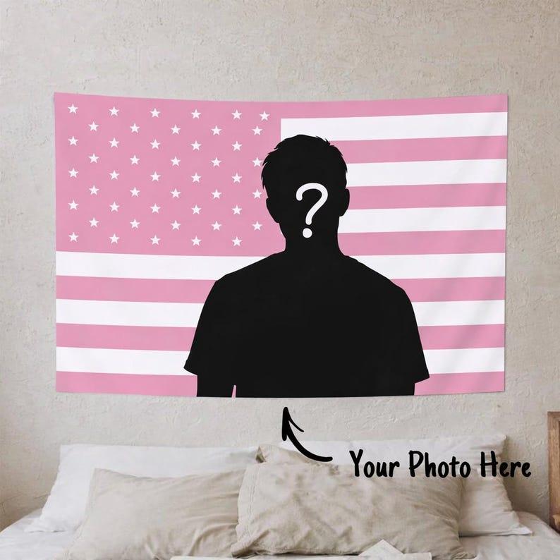Pink American flag tapestry 75x100 чёрный