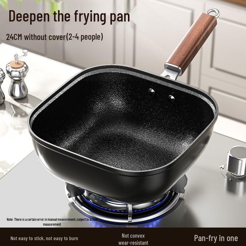 Ceramic Titanium Non-stick Wok: Multi-purpose, Wear-resistant, Thickened Flat-bottom Frying Pan for Healthy Cooking Fluorine-free Coating [Deepened Large Flat-bottom]