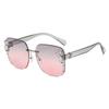 Frameless cut edges for women diamond-set sunglasses Fashion large frame sunshade protection UV sunglasses
