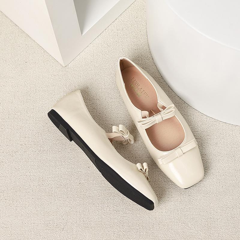 Women's 2026 Bow Single Strap Mary Jane Flats - Square Toe, Shallow Mouth, Flat Bottom