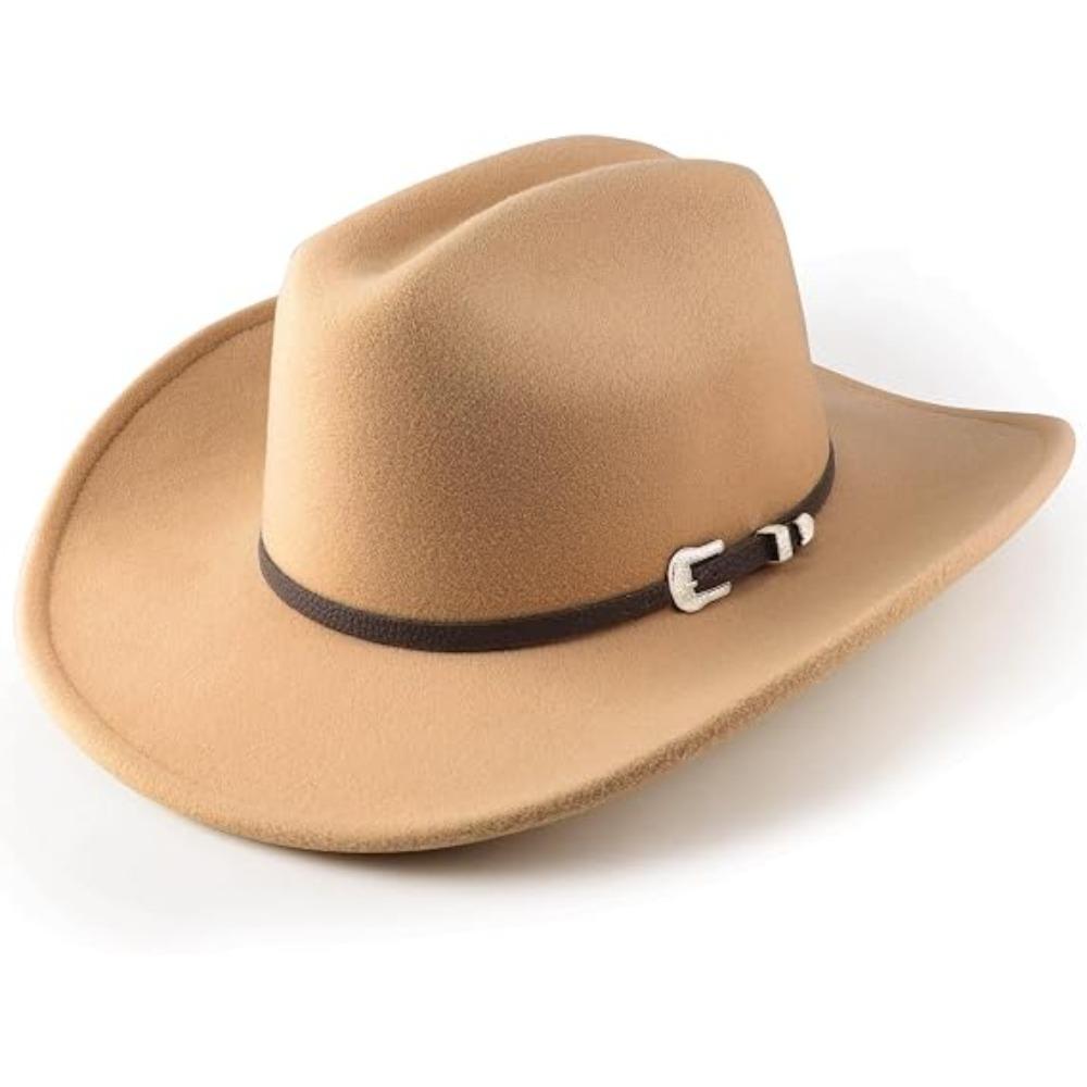 Popular European and American Retro Western Cowboy Hat Men's and Women's Woolen Big-brimmed Top Hat Jazz Hat