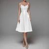 Evening Dress V Neck A-line Slim Waist High Waist Strappy Dress Bing Swing Backless Sleeveless Embroidery Slip Dress for Prom Party