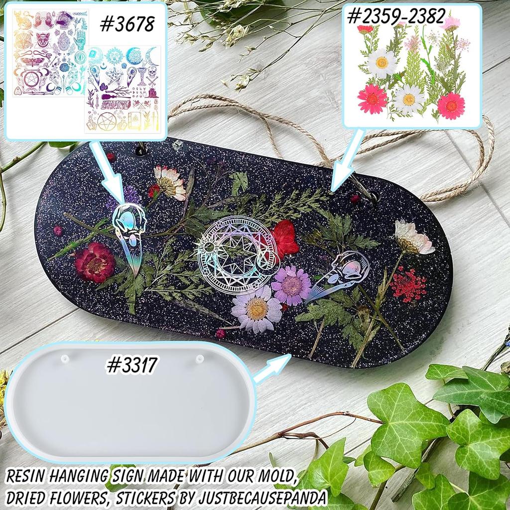 Spirit Board Planchette Epoxy Resin Silicone Molds Raven Skull Pendant, Holographic Transparent Films, Gothic Jewelry Casting Supplies 5-Count