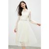 Elegant Lace Pleated A-Line Cinch-Waist Dress