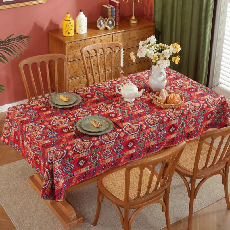 Jacquard retro trykt duk pastoral stil rektangulær spisebord klut tebord universell skrivebordsdekorasjon deksel klut