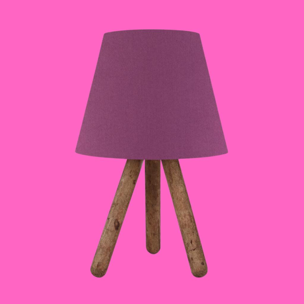 

Three Leg Wooden Lampshade Purple Fabric Headboard Bedroom Children s Room Table Lamp