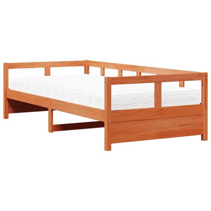 VidaXL Lit de jour avec matelas cire marron 80x200 cm bois pin massif, canapé-lit, lit d'appoint, lit de jour en bois, lit 3321049