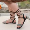 Fashion Girls Gladiator Flats Lace Glass Slipper Sandal Plus Size 36 Zapatos De Niña girl shoes