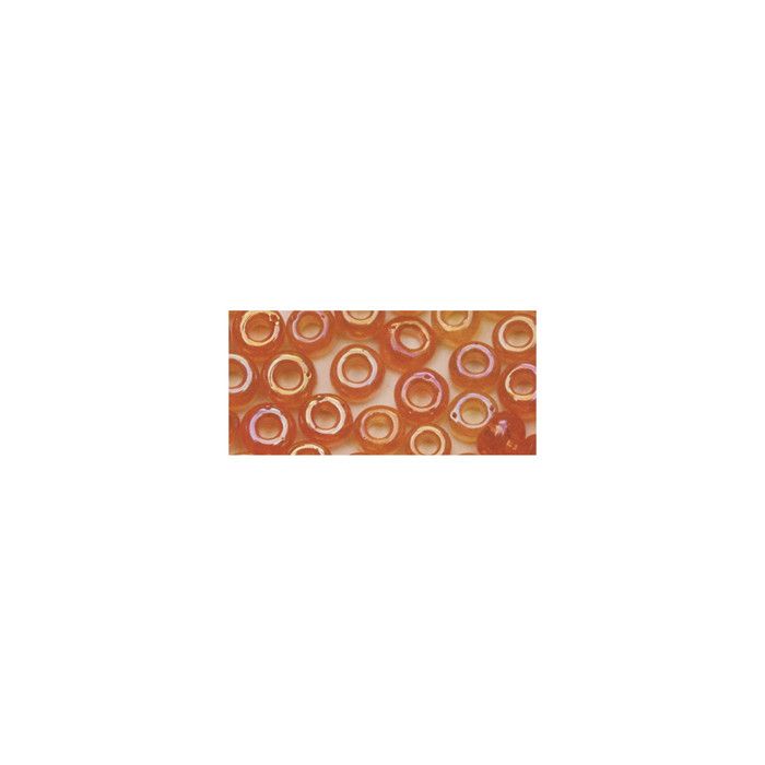 Seed Beads, 2.6mm Ø, Transparent, Glossy, Orange, 17g Box