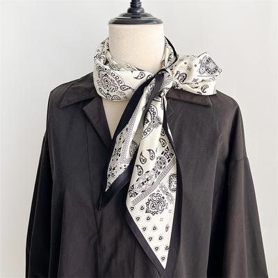 2025 New Fashion Women Triangle Scarf Bohemian Style Paisley Designer Long Ribbon Twill Silk Scarves Neckerchief Luxury