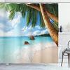 Paesaggio Marino Tenda da Bagno Doccia Tenda da Doccia Tropicale Oceano Spiaggia Foglia di Palma Lavabile Tende da Bagno Tessuto in Poliestere Decorazione per la Casa