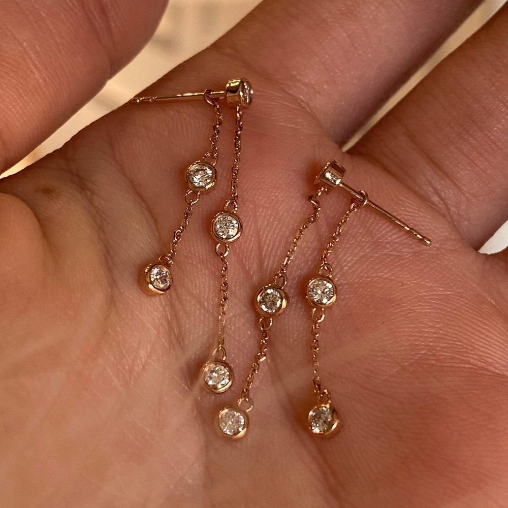 Tassel Drop Earrings Gold Color Zircon Earrings Light Luxury Accessories Dangling Earrings Women