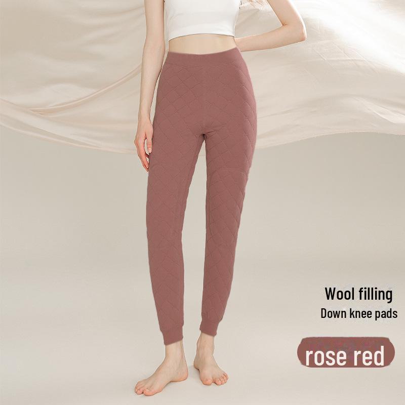 

Женские теплые шерстяные брюки с высокой талией и наколенниками - плюс бархат, утолщенные, унисекс, зимняя одежда XL