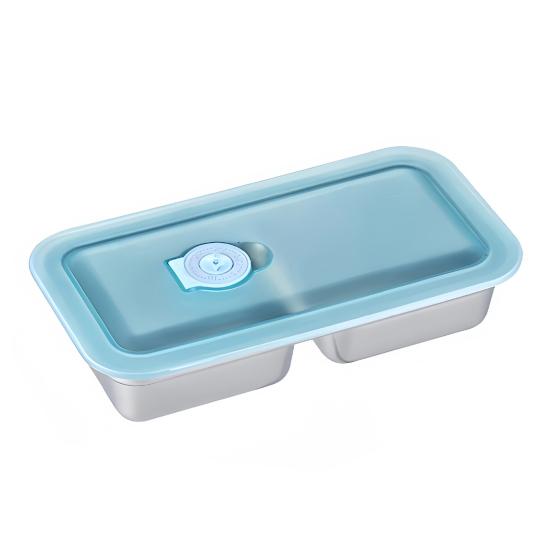 Stainless Steel Snack Containers Anti-Leak 2 Compartments Dipping Container Reusable Condiment Containers with Lids Metal Lunch Box