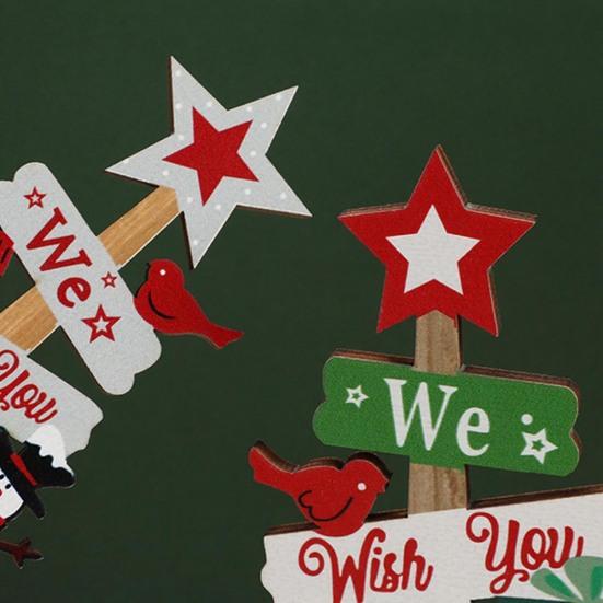 Znak Świąteczny Dekoracje Stołowe Drewniany w Kształcie Drzewka Święty Mikołaj Bałwan Pudełka na Prezenty Dekoracja Stołu na Wiejski Stół Etagere Biurko Półka Kominkowa