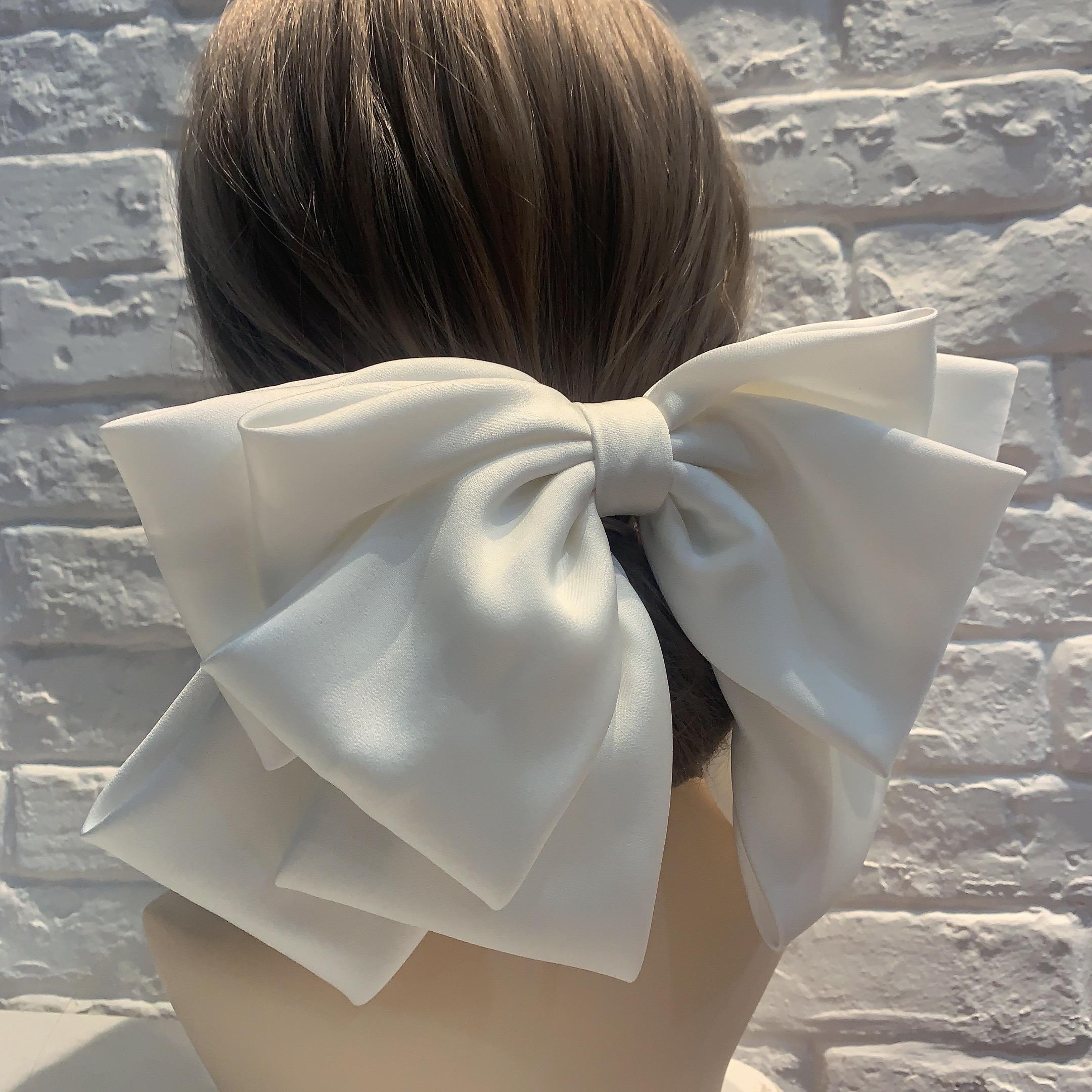 

High Quality Bow Hairpin Women Popular Headwear Satin Fixed Hair Clip Large Retro Headdress Ponytail Clip Hair Accessories