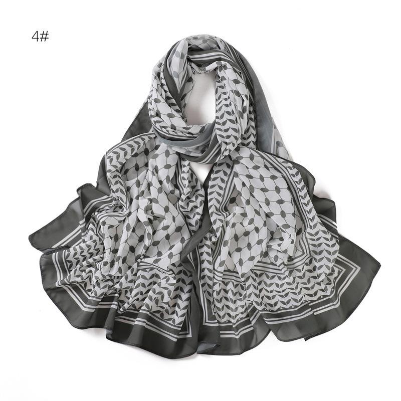 Headscarf Pearl Chiffon Printed Scarf Desert Long Scarf Sunscreen Silk Scarf