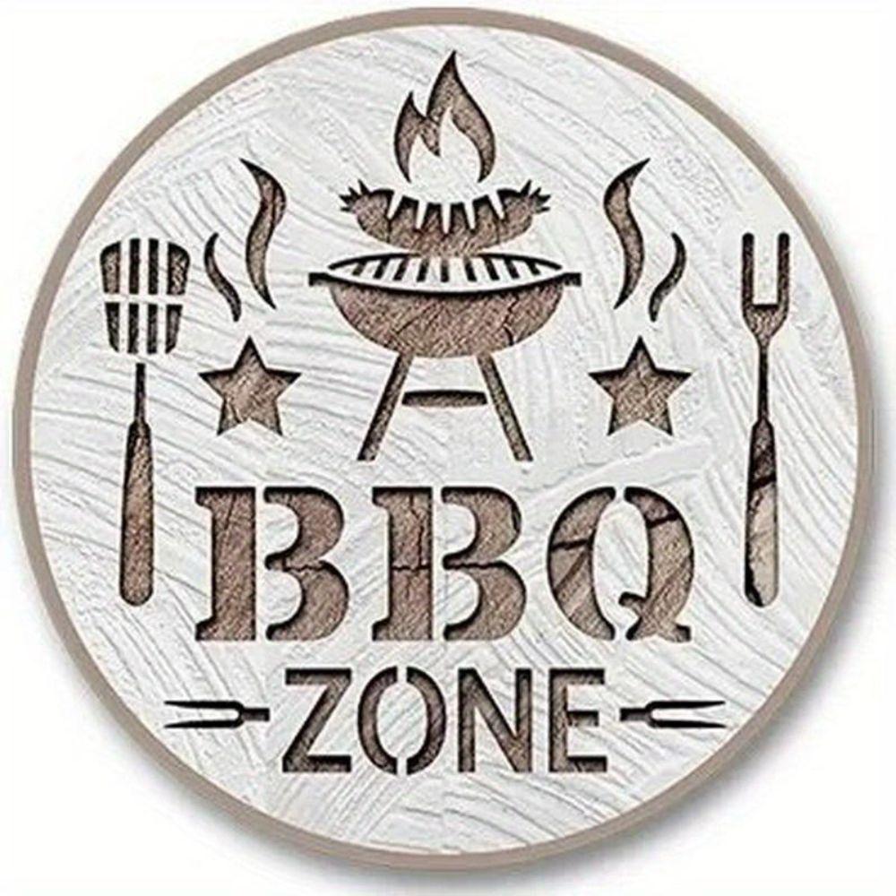 Metal Poster Round BBQ Beer Outdoor Wall Art Decor