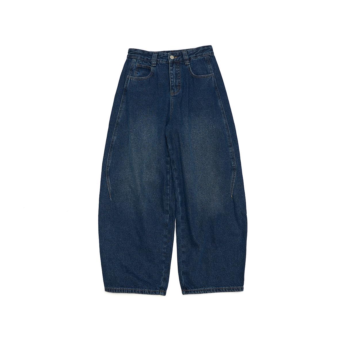 Daihe Autumn High-Waisted Retro Washed Denim Pants M