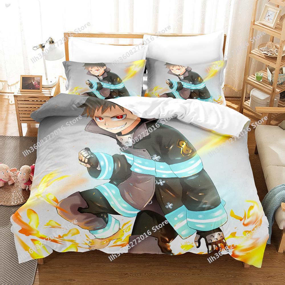 Fire Force Bedding Set Single Twin Full Queen King Size Bed Set Adult Kid Bedroom Three-Piece Suits 3D Print Anime Bed Shee