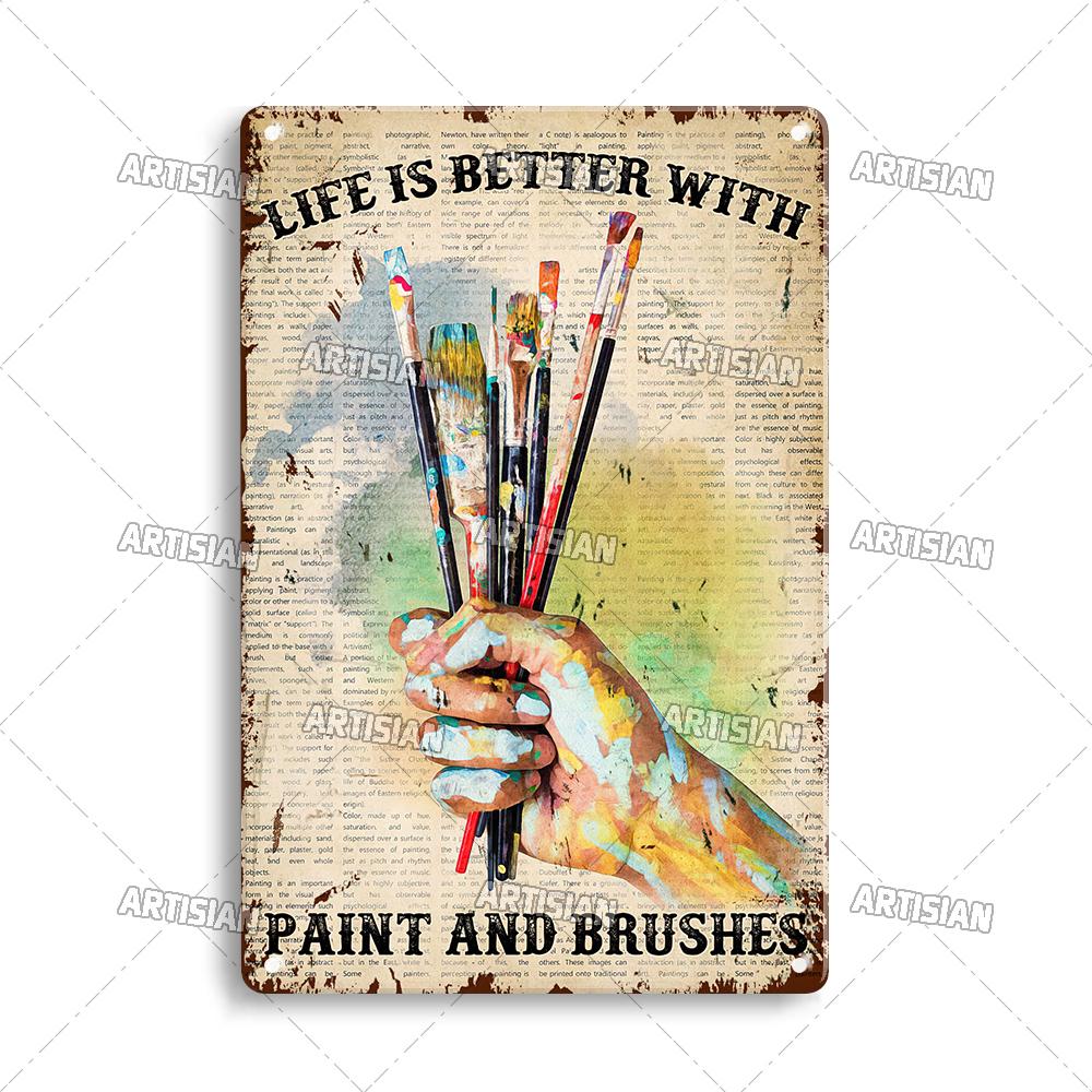 Artisian Job Work Metal Plaque Shoemaker Tin Sign Barista Hairstylist Luthier Painter Chef Decorative PlateWall Decor Garage Bar