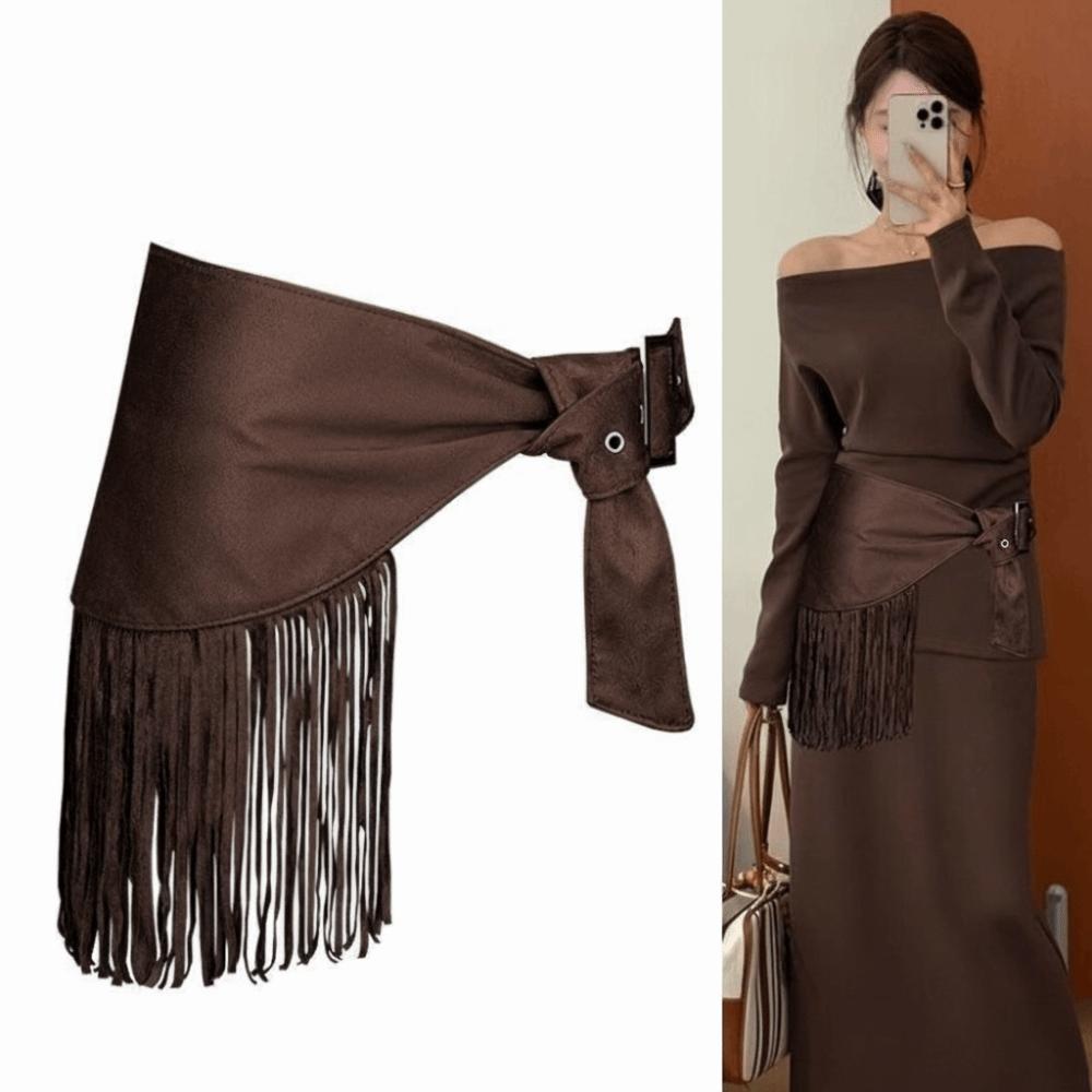 Dreieck Quaste Taillengürtel Vintage Kleidergürtel Luxus Fransen Taillenband für Damen