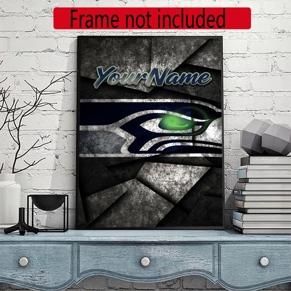 Seattle Seahawks Customize Your Name Diamond Painting Round Diamond Rhinestones Mosaic Diamond Embroidery Wall Paintings Rhinestones Gift Frameless