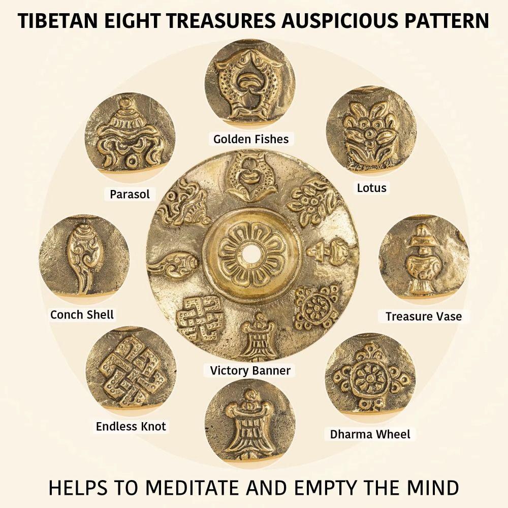 The Eight Auspicious Symbols Tingsha Cymbal Bell Handcrafted Brass Chime Bells  Buddhist