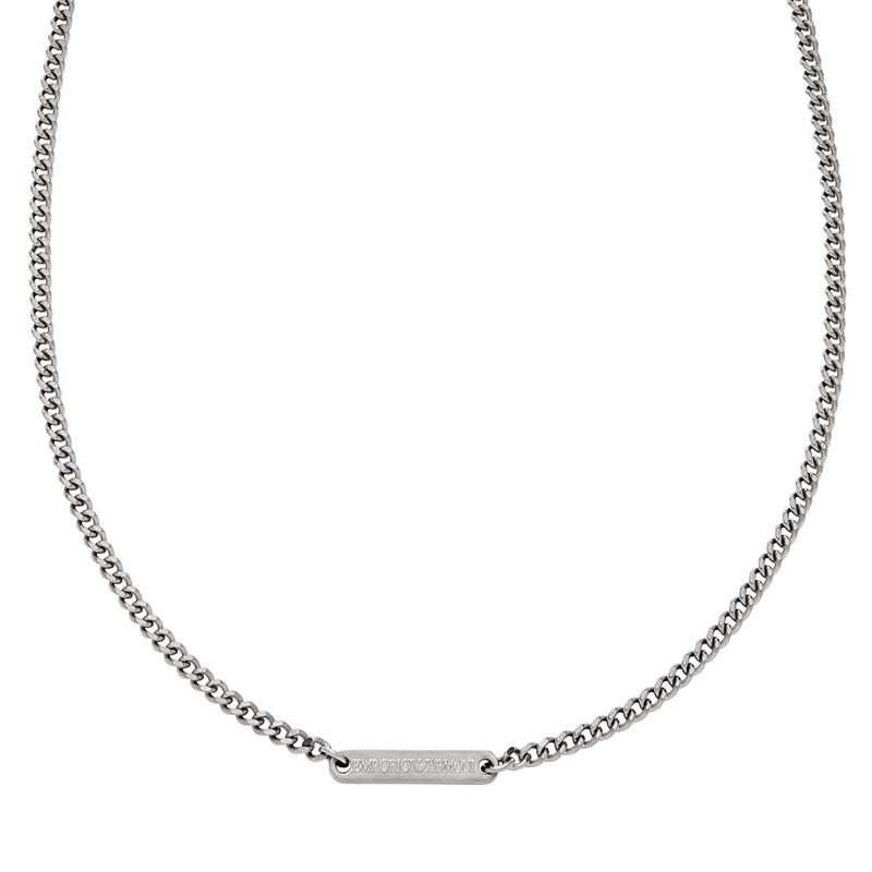 

Emporio Armani Hip Hop Cool Fashion Versatile Cuban Link Stainless Steel Necklace Men necklace Silver EGS3188040 Custom Black Box