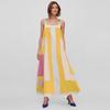 Women's Casual Seaside Resort Dress Color Block Patchwork Printed Sleeveless Dresses
