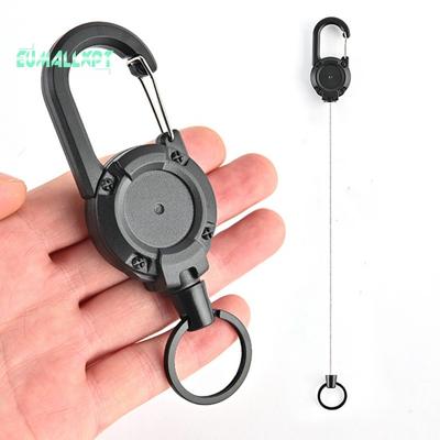 Retractable Elastic Steel Key Ring Wire Rope Snap Hook Clip Portable Anti-lost Easy-to-pull Mountain-climbing Backpack Key Holder Outdoor Supplies
