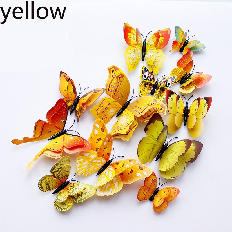 12pcs 3D Double Layer Butterfly Wall Stickers Decor Butterflies for Wedding Decoration Magnet Fridge Decals Decoration Sticker