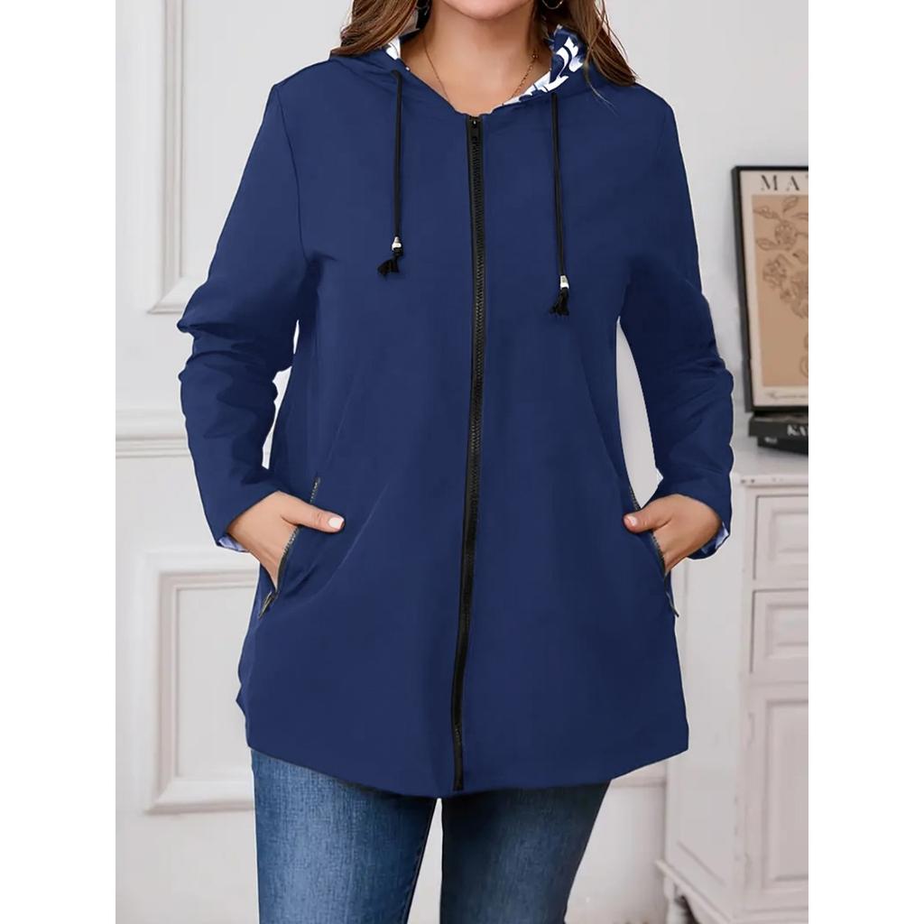Women's Lightweight Zip-up Hooded Windbreaker Jacket Thin Outdoor Windproof Outerwear