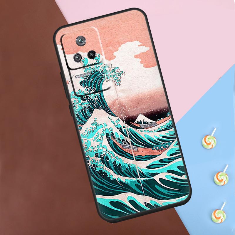 Japanese Great Wave of Kanagawa Case For POCO X6 Pro X3 X4 X5 F5 Pro F3 M5s Cover For Xiaomi 13T 14 13 Pro 11T 12T 12 Lite
