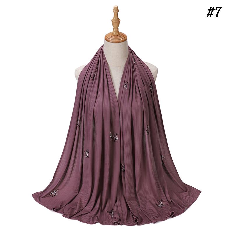 Ribbed Jersey Hijab Soft Breathable Stretch Scarf Shiny Sequins Muslim Shawls Wraps Islamic Headscarf Foulard