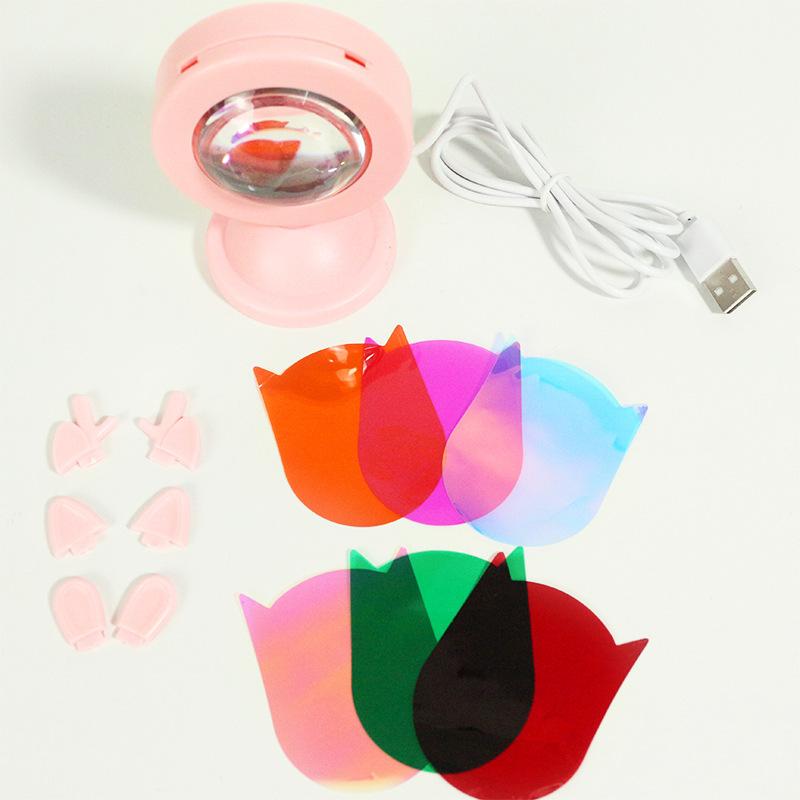 Mini Usb Sunset Lamp Led Projector Night Light 6 Colors Switch Rainbow Atmosphere Home Bedroom Background Wall Decoration Gift