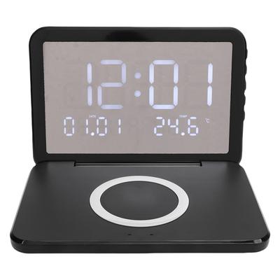 Wireless Charging Clock with Pad Calendar Temperature 15W Foldable LED Mirror Electronic for Nightstand