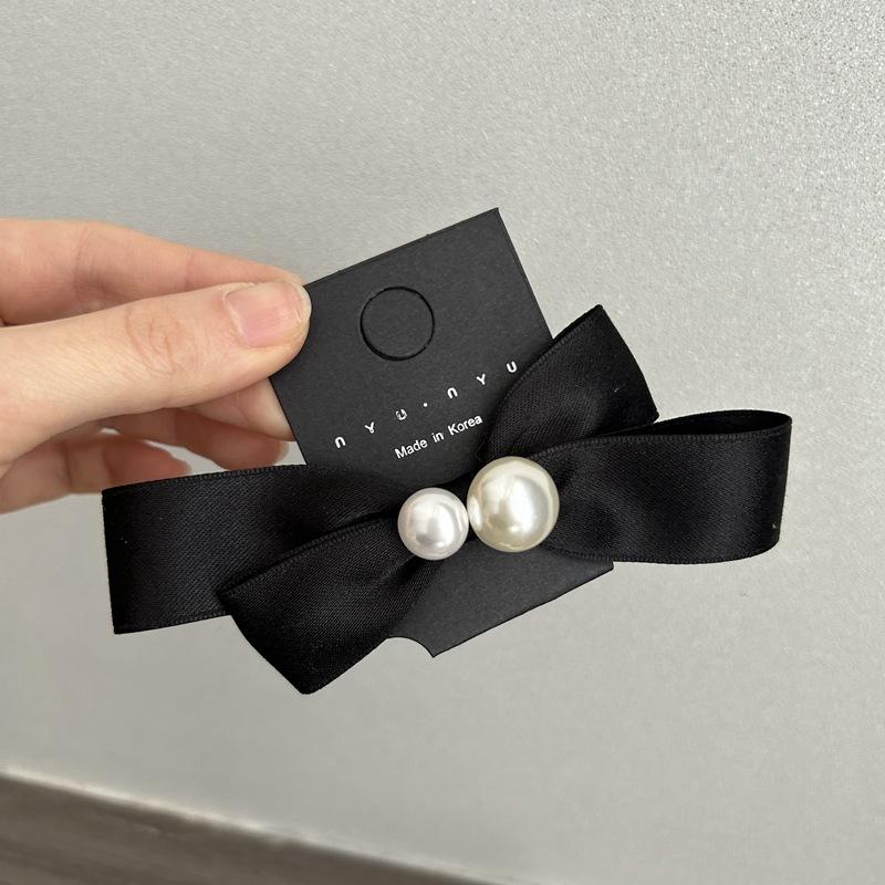 Vintage Bowkont Barrettes Hair Clips for Girls French Clips With Artificial Pearls Satin Silk Hair Accessories