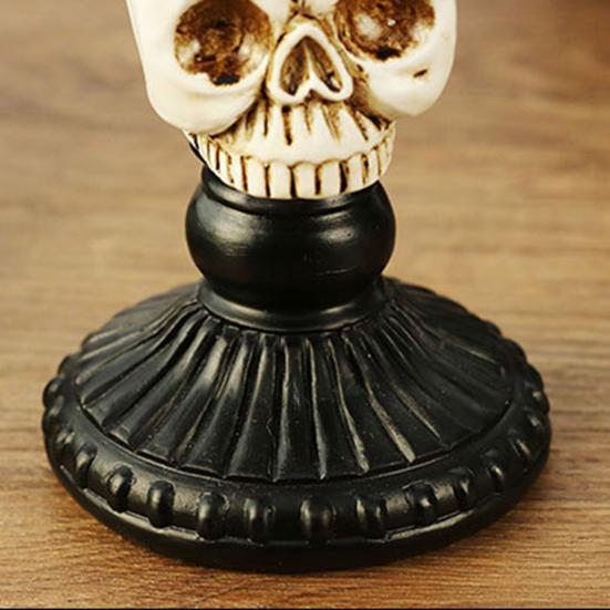 Dekoracja Halloween Gotycki Świecznik Kolumnowy Żywiczny Świecznik z Czaszką Kruka Wytrzymały Stojak