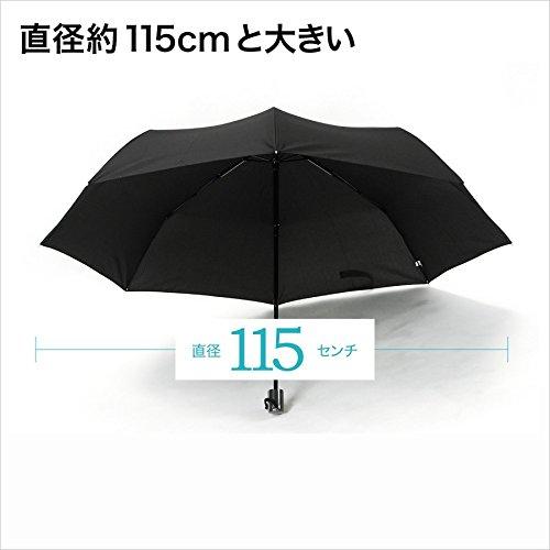 Komiya Shoten Men's Windproof Folding Umbrella, Large, Durable Fiberglass, Windproof, Super Water-Repellent, Teflon, Easy Open/Close, 65cm, Black