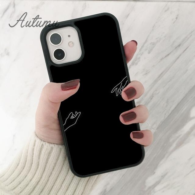 Minimalista vonal páros kéz Telefon Tok iPhone 11 12 13 14 Pro Max mini X XR XS SE 2020 6S 7 8 Plus Samsung S21 S22 héj