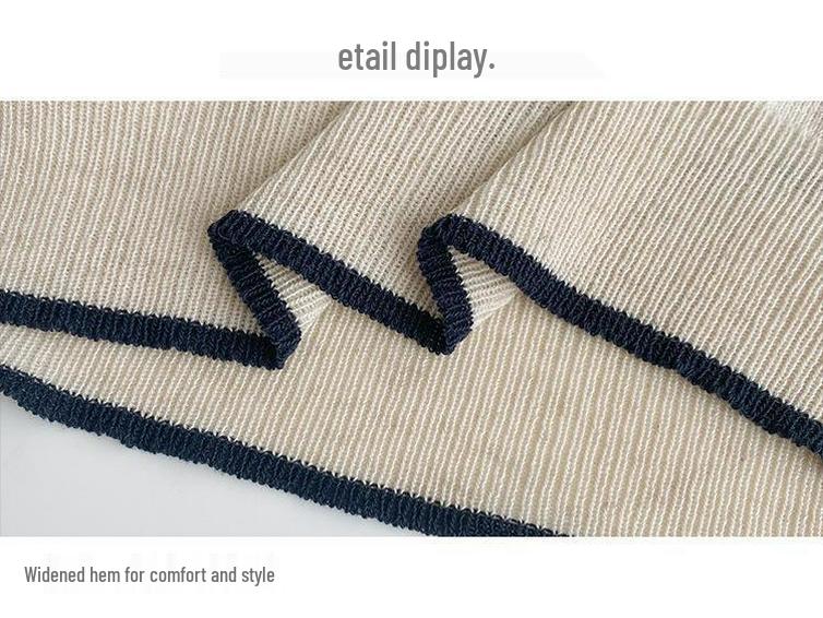 Women's Knitted Ice Silk Striped V-Neck Short Sleeve T-Shirt, Hong Kong Style, Summer 2025 Korean Fashion