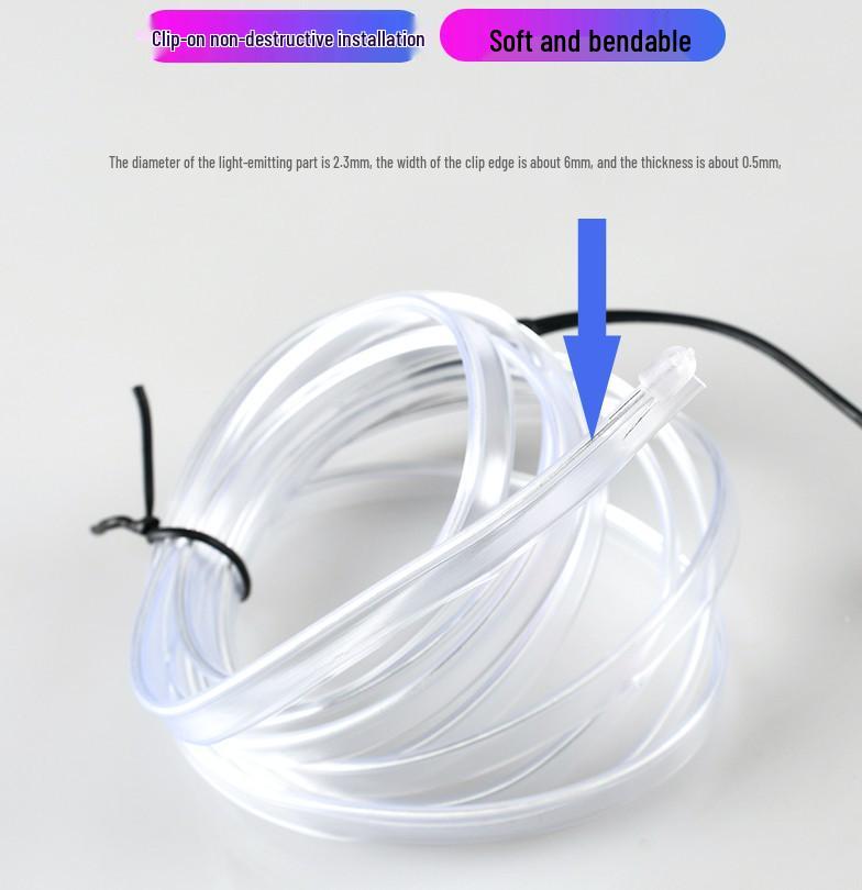 5-Meter Car Interior Cold Light Wire LED Strip with Clip-on Edge Design