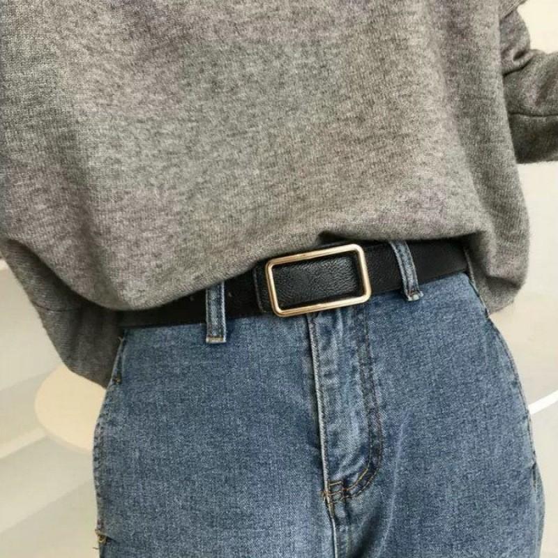 

Elegant Retro Rectangle Buckle Womens Waist Belt Crafted From Durable Pu Perfect Jeans For Lychee Black